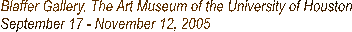 Blaffer Gallery - The Art Museum of the University of Houston
September 17 - November 12, 2005